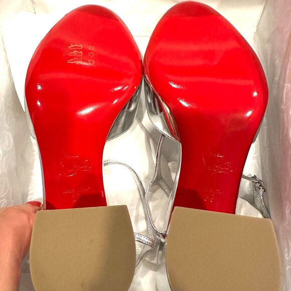 Christian Louboutin JANE PUMP 85 Metallic Leather Ankle Strap Heels Shoes - Picture 14 of 16